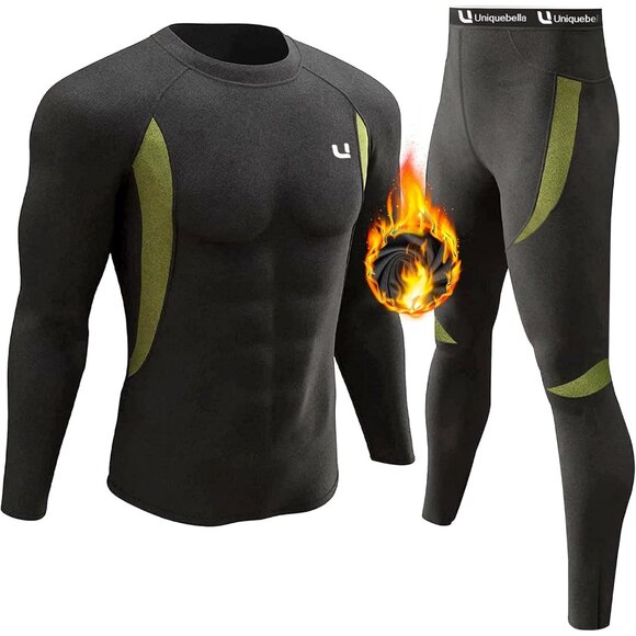 Men's Thermal Underwear Sets Top & Long Johns Fleece Sweat Quick Drying Thermo B